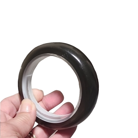 Vintage 80s Smoky Lucite Bangle Bracelet Mod Retro GoGo Translucent - Picture 6 of 15